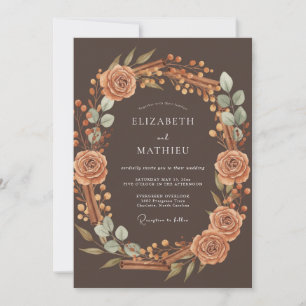 Convites Casamento Colheita Quente Marrom Escuro