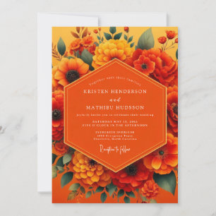 Convites Casamento Colheita Vibrante de Marigold