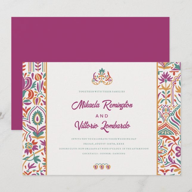 Convites Casamento Colorfull Indian Style (Frente/Verso)