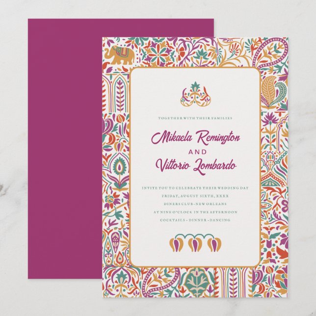 Convites Casamento Colorfull Indian Style (Frente/Verso)