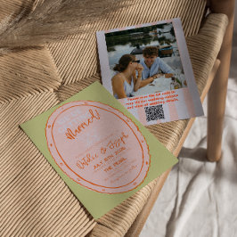 Convites Casamento Colorido de Código QR de Foto Pintado De