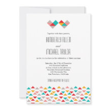 Casamento Colorido de Corações de Triângulo Geomét