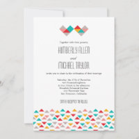 Casamento Colorido de Corações de Triângulo Geomét