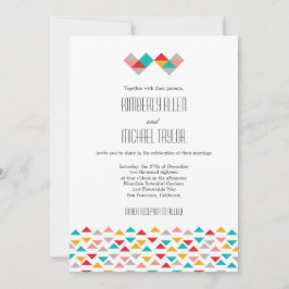 Convites Casamento Colorido de Corações de Triângulo Geomét