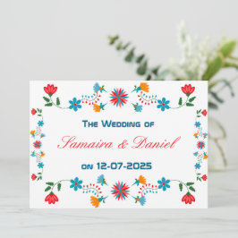 Convites Casamento Colorido de Design Floral Embroborado