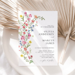 Convites Casamento Colorido de Fairytale de Flores Selvagen