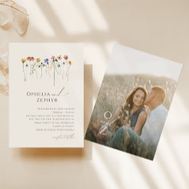 Convites Casamento Colorido de Fotografias de Beige Monogra