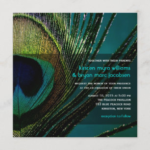 Convites Casamento Colorido de Peacock Feather Foto Boho Ch