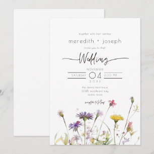 Convites Casamento Colorido de Primavera Boho Wildflower