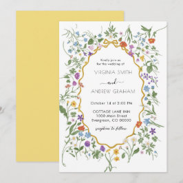 Convites Casamento Colorido de Primavera Wildflower Elegant