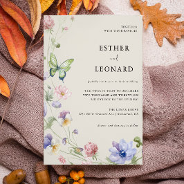 Convites Casamento Colorido de Primavera Wildflower Elegant