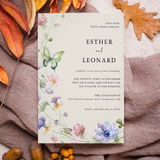 Convites Casamento Colorido de Primavera Wildflower Elegant (Criador carregado)