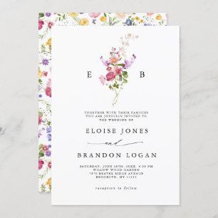 Convites Casamento Colorido de Primavera Wildflower Jardim