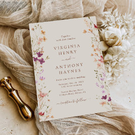 Convites Casamento Colorido de Primavera Wildflower Meadow 