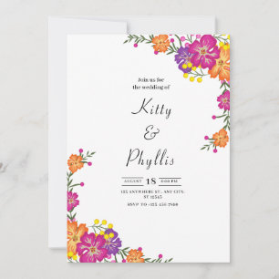 Convites Casamento Colorido de Primavera Wildflower Meadow 