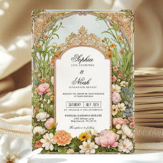 Convites Casamento Colorido de Primavera Wildflower Vintage