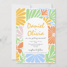 Convites Casamento Colorido de Quadro Floral Retro