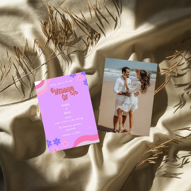 Convites casamento colorido de retro (Criador carregado)