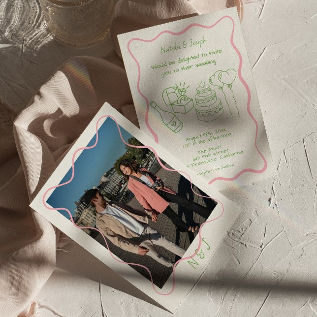 Convites Casamento Colorido de Tendência Fotográfica Modern (Criador carregado)