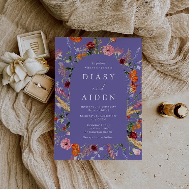 Convites Casamento Colorido de Vidraça Selvagem (Criador carregado)