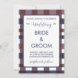 Convites Casamento Colorido de Xadrez de Buffalo Country Lu