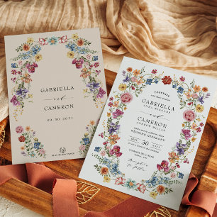 Convites Casamento Colorido e Bold Boho Flower Garden