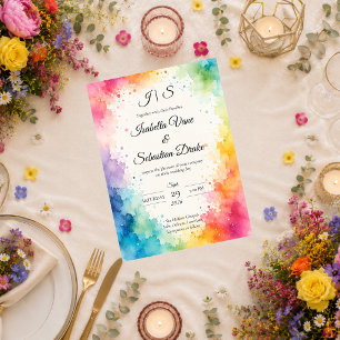 Convites Casamento Colorido em Aquarela