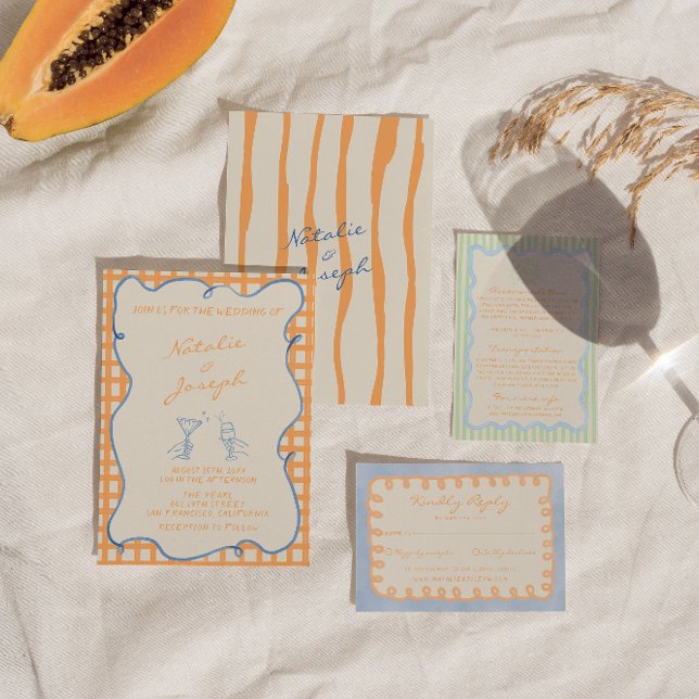 Convites Casamento Colorido Escrito Pintado À Mão (Criador carregado)