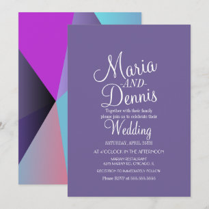 Convites Casamento Colorido Geométrico Roxo Moderno