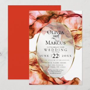 Convites CASAMENTO  Colunas de outono de Abstrato Watercolo