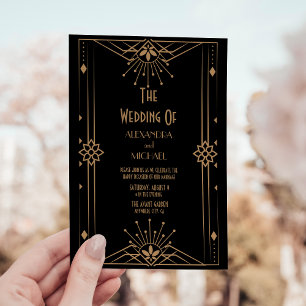 Convites Casamento com 1920 de Excelente de Arte Dourada de