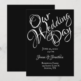 Convites Casamento com a Fonte Black & White Pretty Script