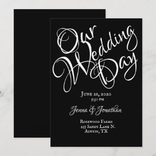 Convites Casamento com a Fonte Black & White Pretty Script
