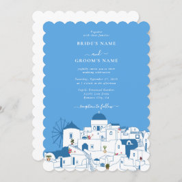 Convites Casamento com a ilha grega de destino Santorini