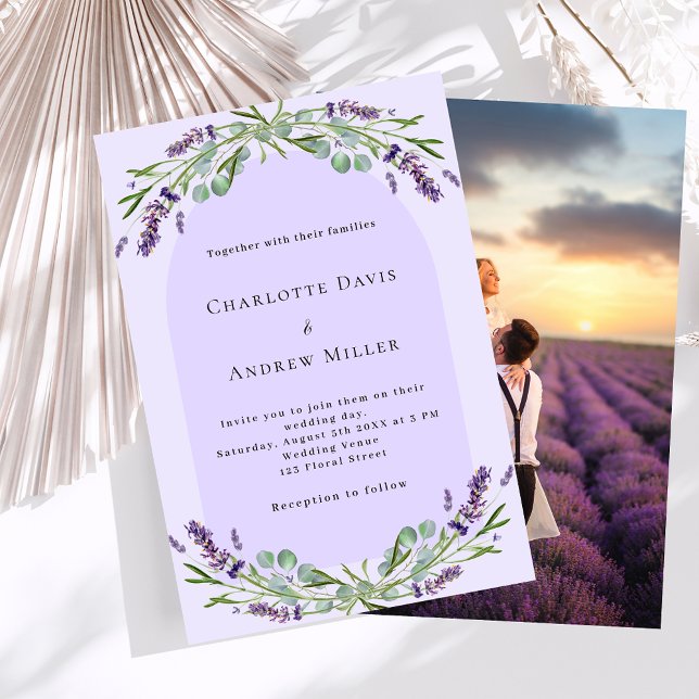 Convites casamento com a lavanda violeta floral (Criador carregado)