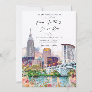 Convites Casamento com a Paisagem Urbana de Cleveland