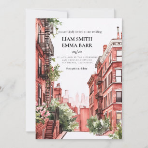 Convites Casamento com a Silhueta da Cidade de Nova York