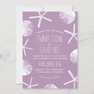 Convites Casamento com a Violet Starfish & Sand Dollar Beac