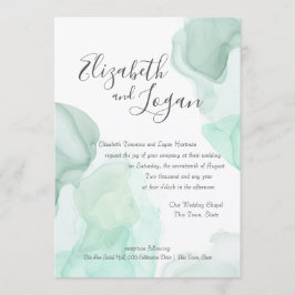 Convites Casamento com Abstrato Aqua Green Watercolor