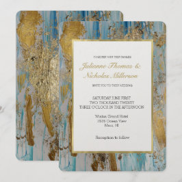 Convites Casamento com Abstrato Azul de Aqua