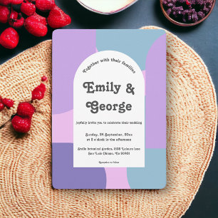 Convites Casamento com Abstrato Azul Roxo do Pastel Moderno
