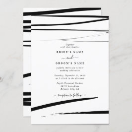 Convites Casamento com Abstrato branco preto moderno