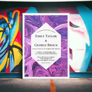 Convites Casamento com Abstrato de Arte de Galáxia Azul Mod