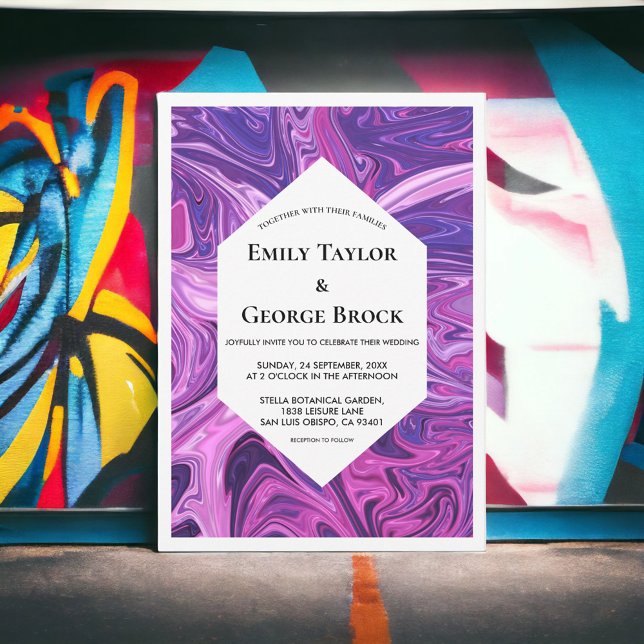 Convites Casamento com Abstrato de Arte de Galáxia Azul Mod (Criador carregado)