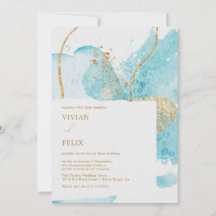 Casamento com Abstrato de de Azul e Ouro de Luxo