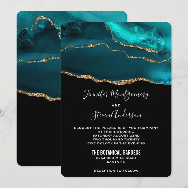 Convites Casamento com Abstrato de Pedra de Pedra Moderna e (Frente/Verso)