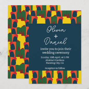 Convites Casamento com Abstrato de pintura colorida