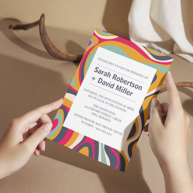 Convites Casamento com Abstrato de Vibrante (Criador carregado)