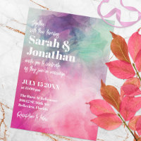 Casamento com Abstrato rosa-púrpura de Aquarela