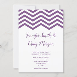 Convites Casamento com acabamento em Chevron Branco e Roxo